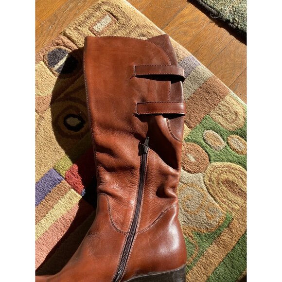 Artisan Leather Riding Boots – Brown Tall Buckle Zip Boot 8N - Picture 5 of 8